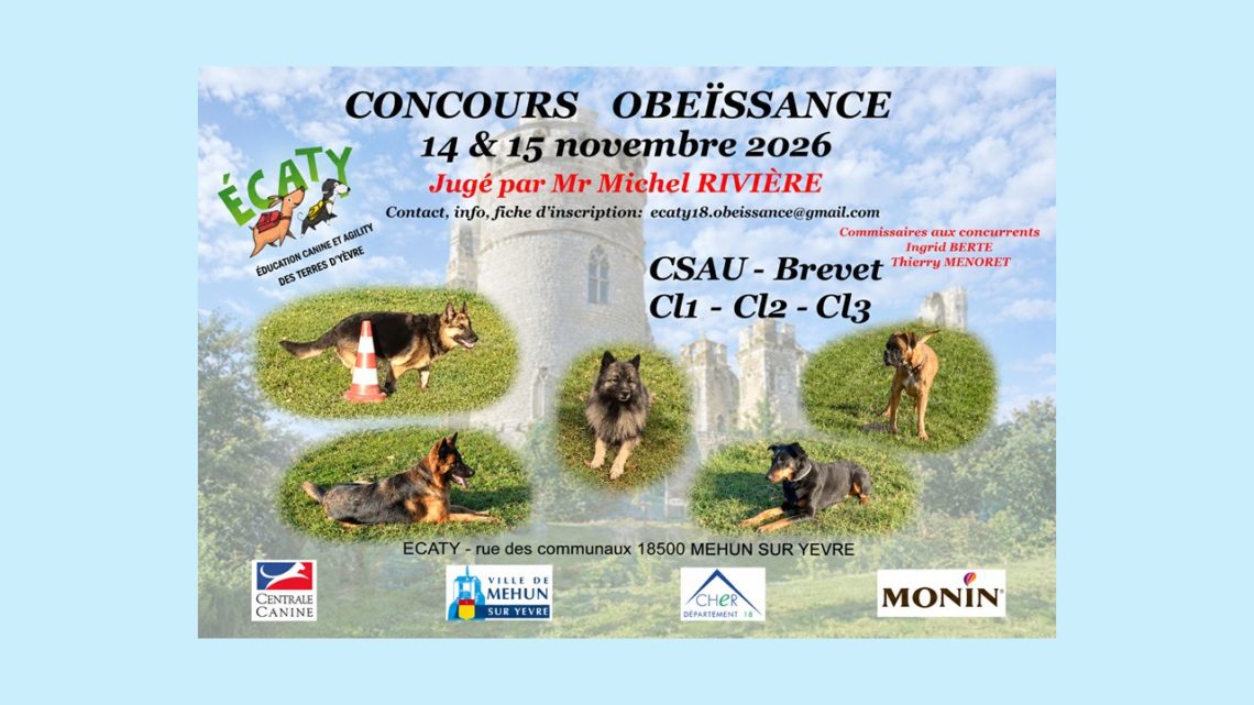 Notre prochain concours d&rsquo;obéissance